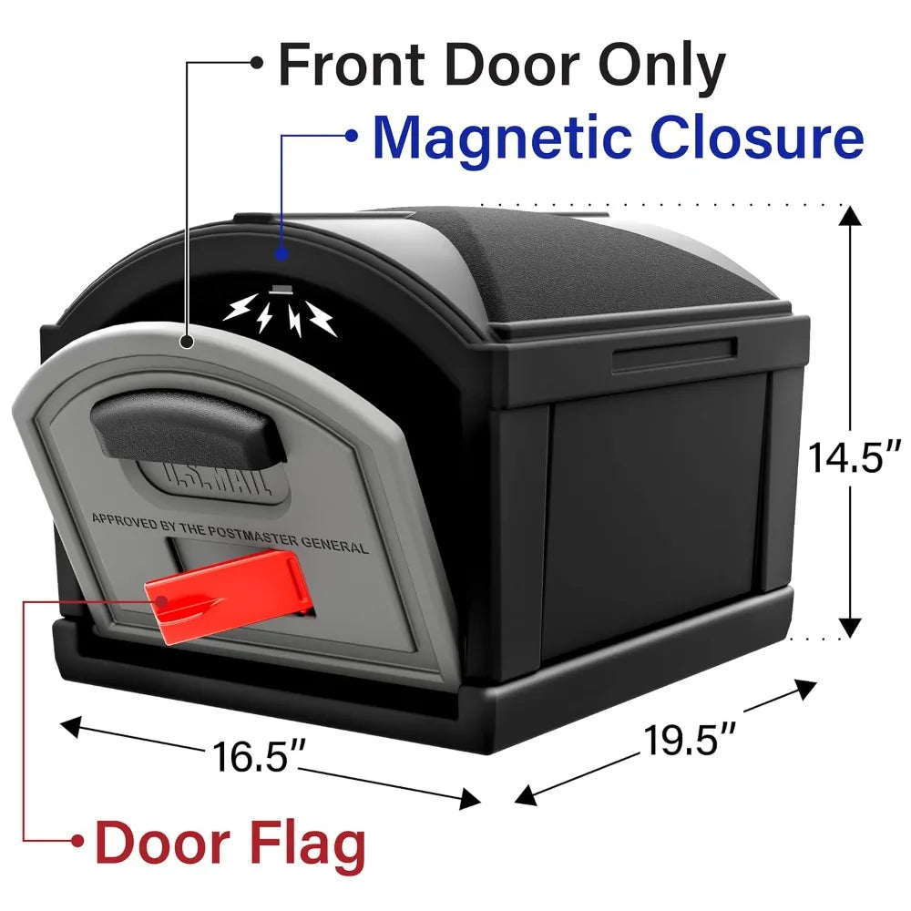 Extra Large Capacity Mailbox & Post Cover, Durable Double-Wall Weather-Resistant Outdoor T4 Size Black, Custom