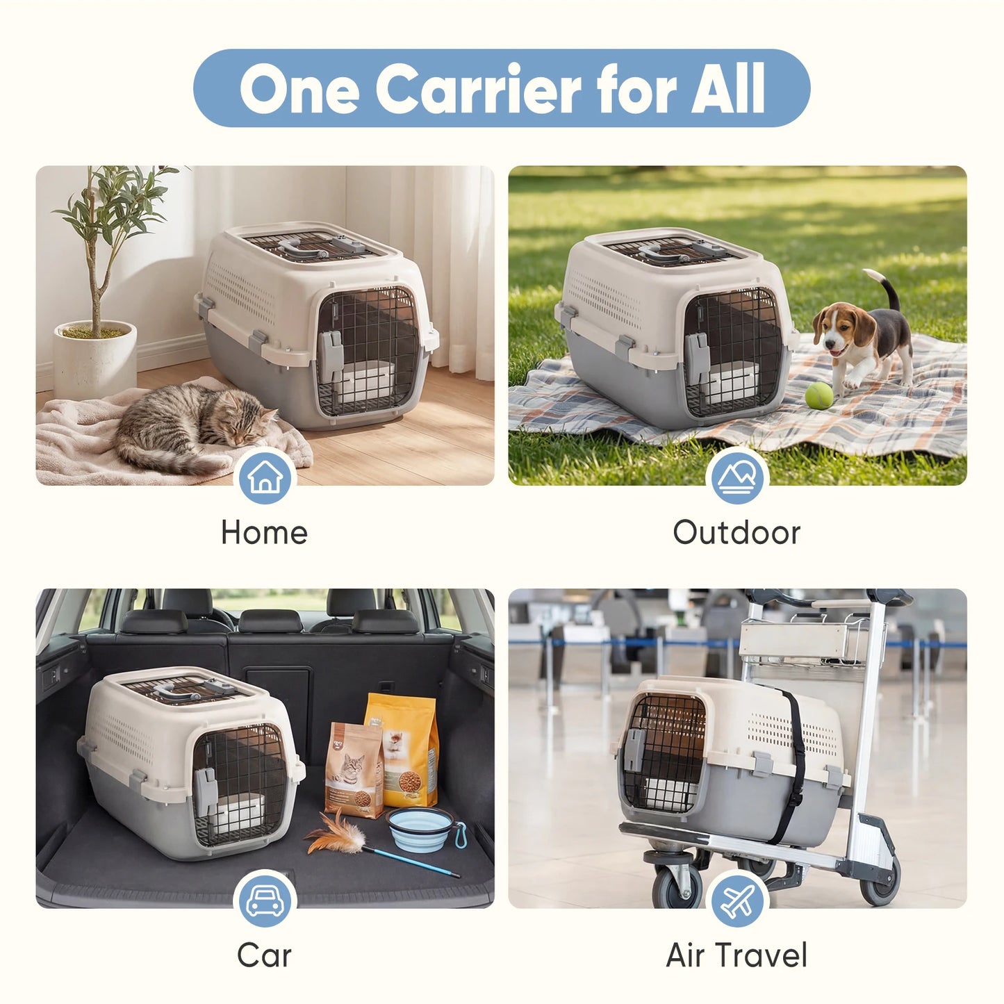 JHK Pet Carrier For Small Dogs Cats Top Load WireDoor