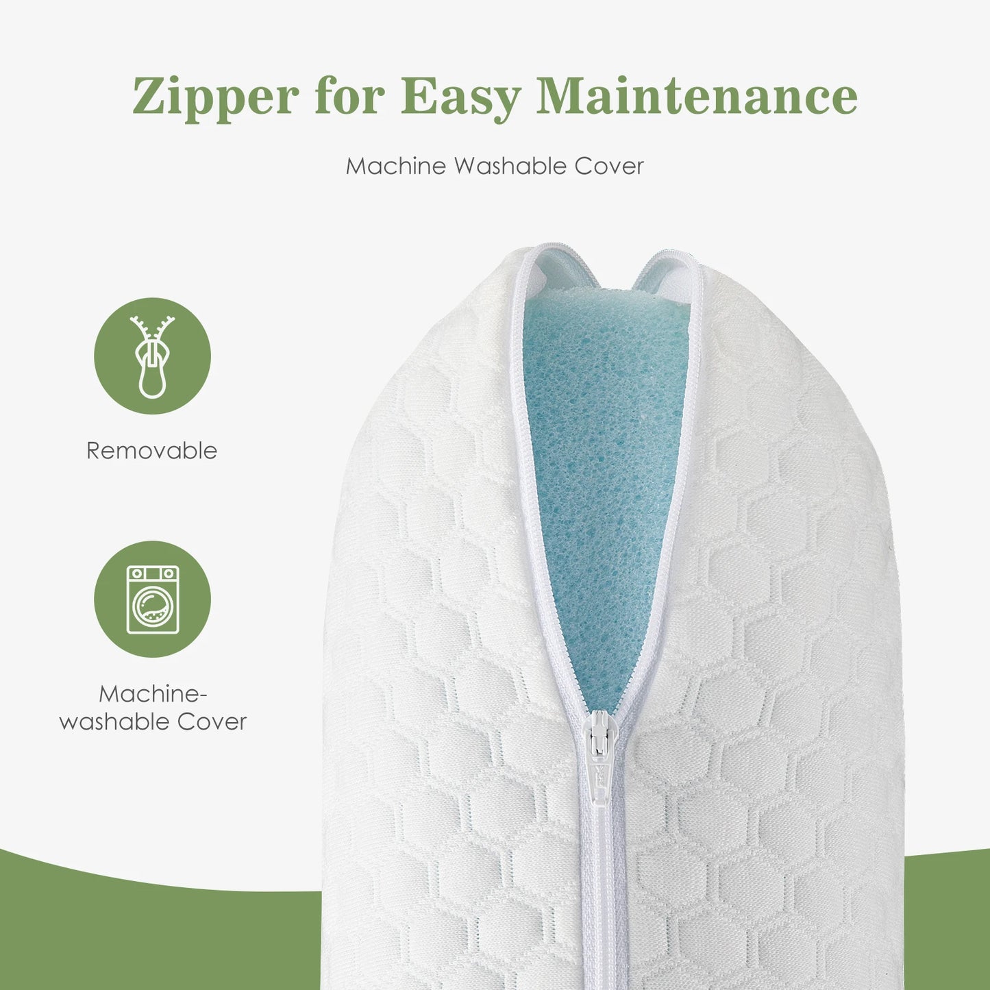 JHK Two Piece Memory Foam Pillows Ventilated Cooling Removable Cover