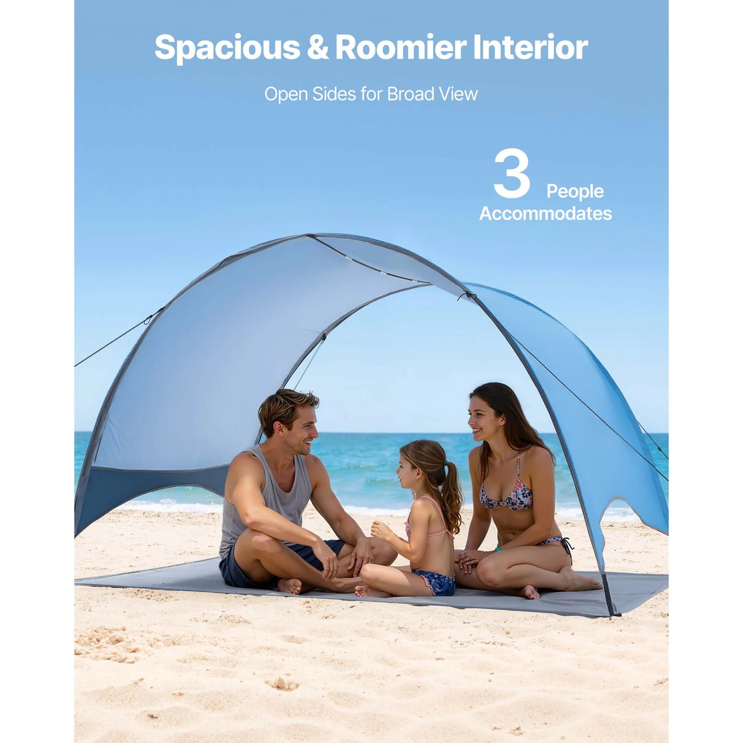 SucceBuy Beach Tent Sun Shelter for 3/4 Person UPF 50+ Protection Portable Sun Shade Canopy for Camping Fishing Outdoor Picnic