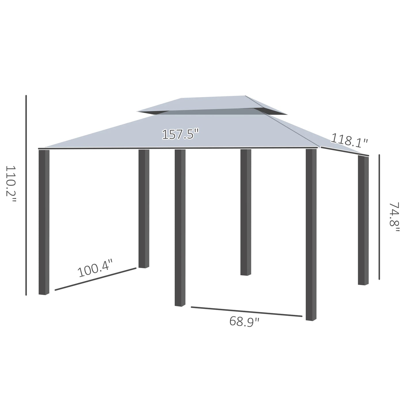 10'X13' Outdoor 2-Tier Vented Canopy Steel Gazebo Bbq Party Tent Shelter Shade