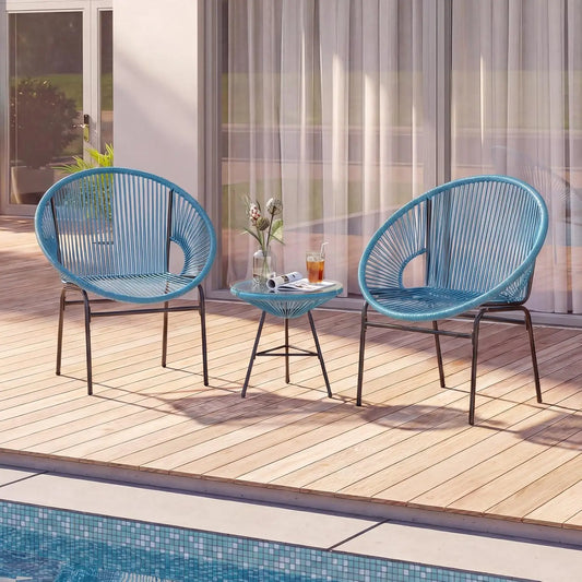 Outdoor Patio Furniture Set Acapulco Chairs With Tempered Glass Table