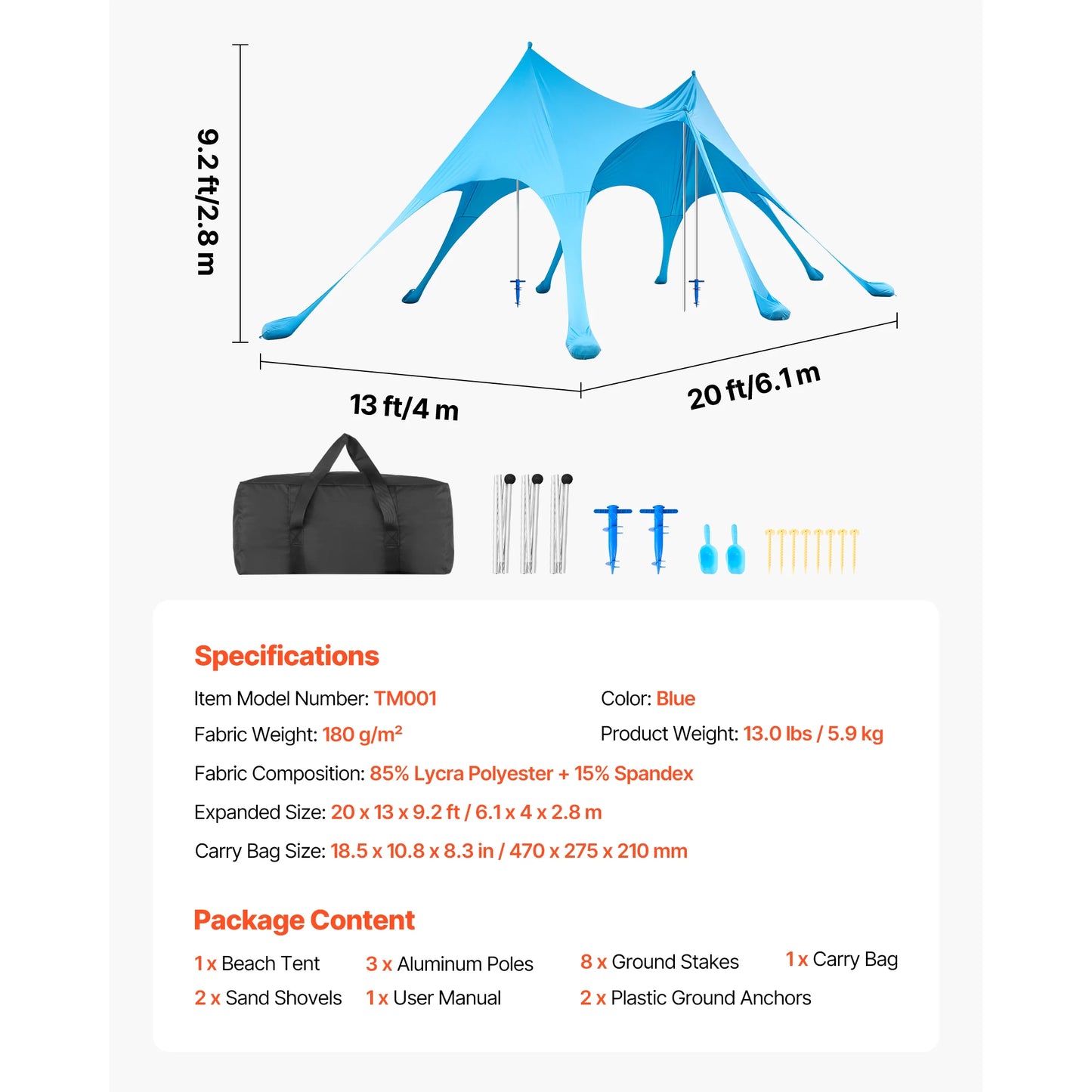 SucceBuy Beach Tent Sun Shelter UPF50+ Sun Protection Easy Pop Up Beach Canopy Portable Shade for Family Outings Camping Fishing