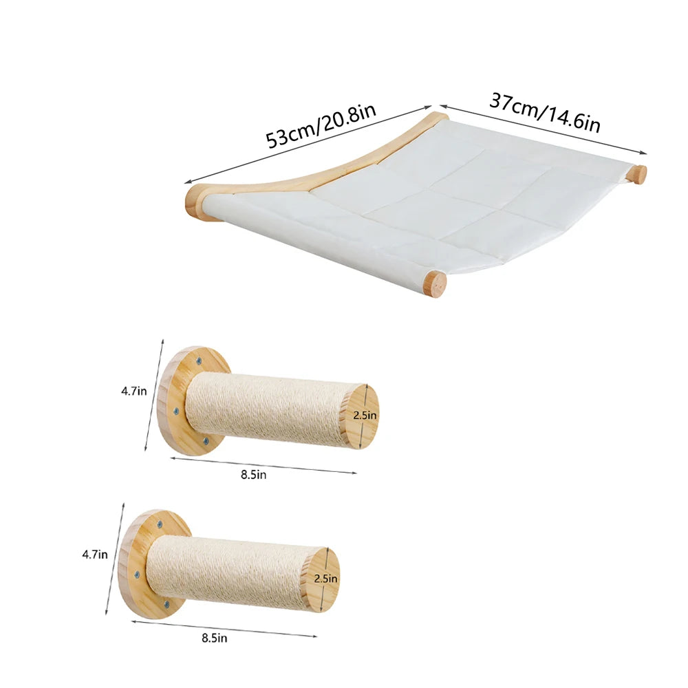 CWV Wall Mounted Cat Hammock Set With Climbing Shelves