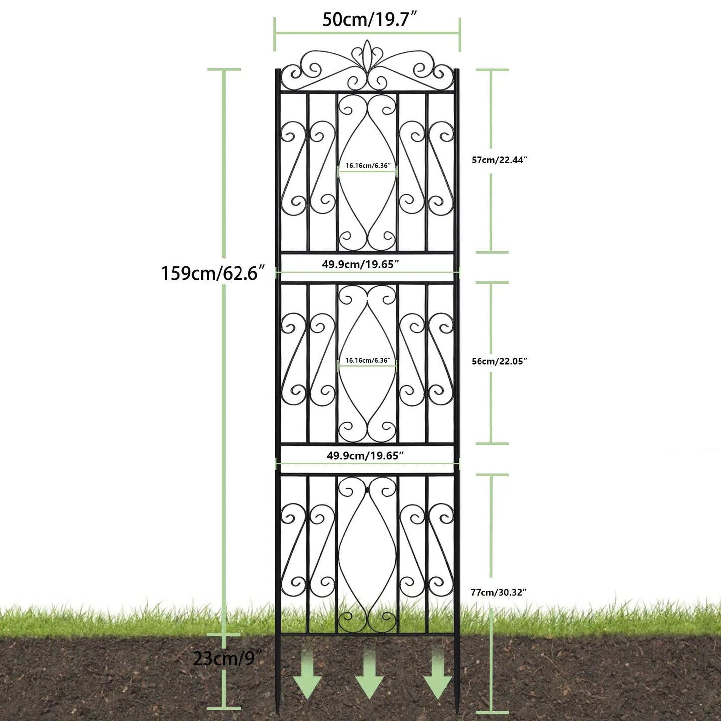 2pcs Tall Rustproof Metal Garden Trellis for Climbing Plants Plant Support Fence Decorative Garden Accessories