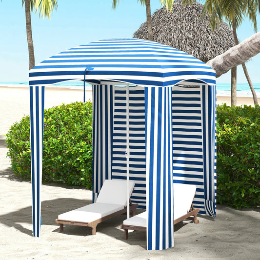 Beach Cabana Umbrella with Bag, Windows, Blue White