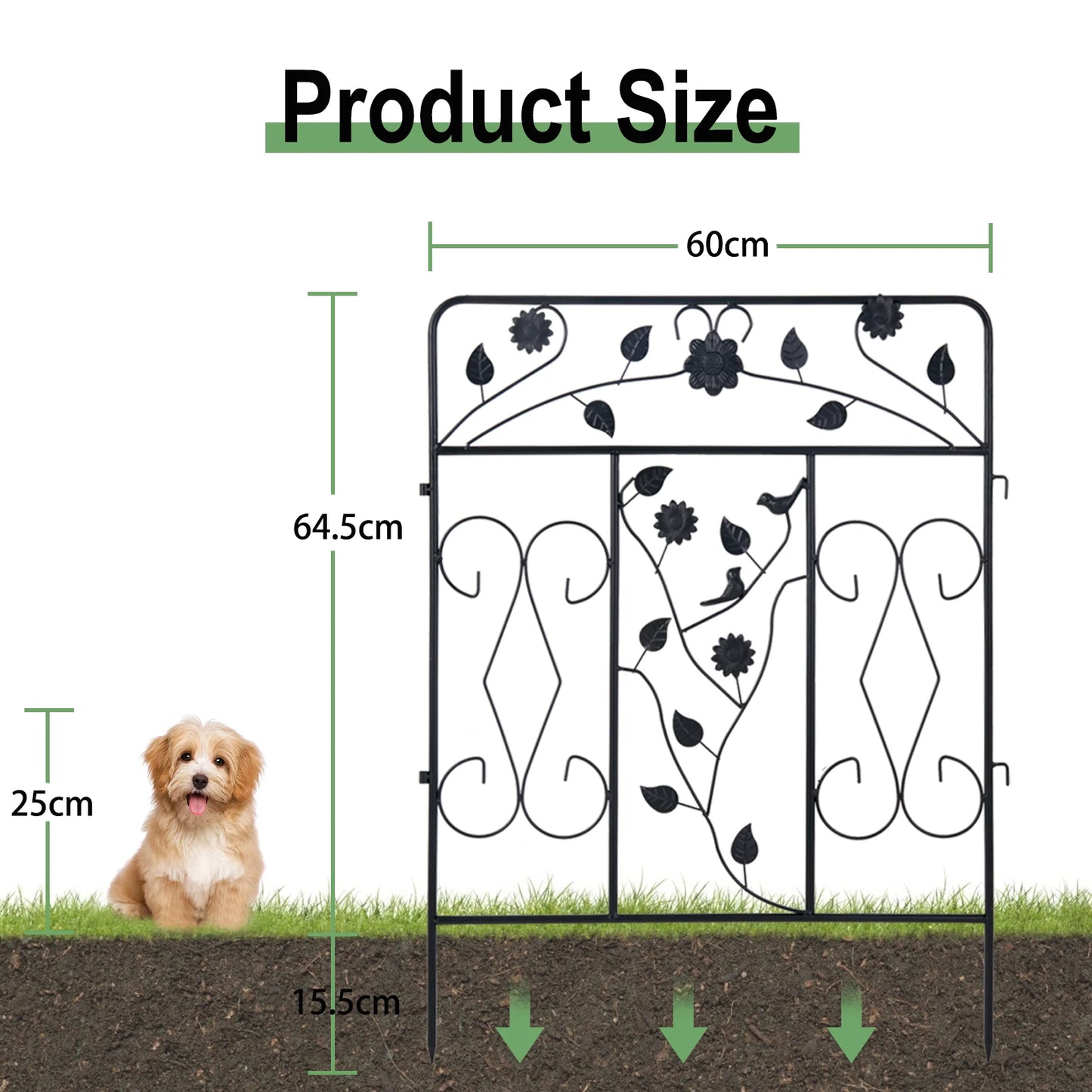 Five Pack Steel Decorative Garden Fence Panels Metal Border