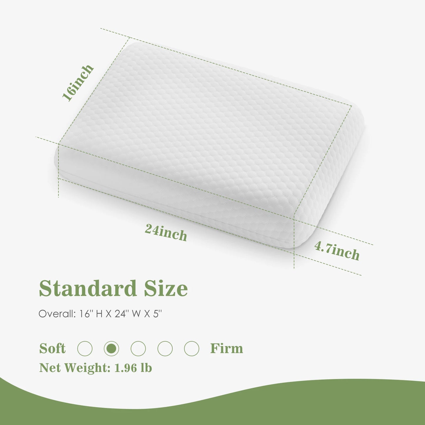 JHK Two Piece Memory Foam Pillows Ventilated Cooling Removable Cover
