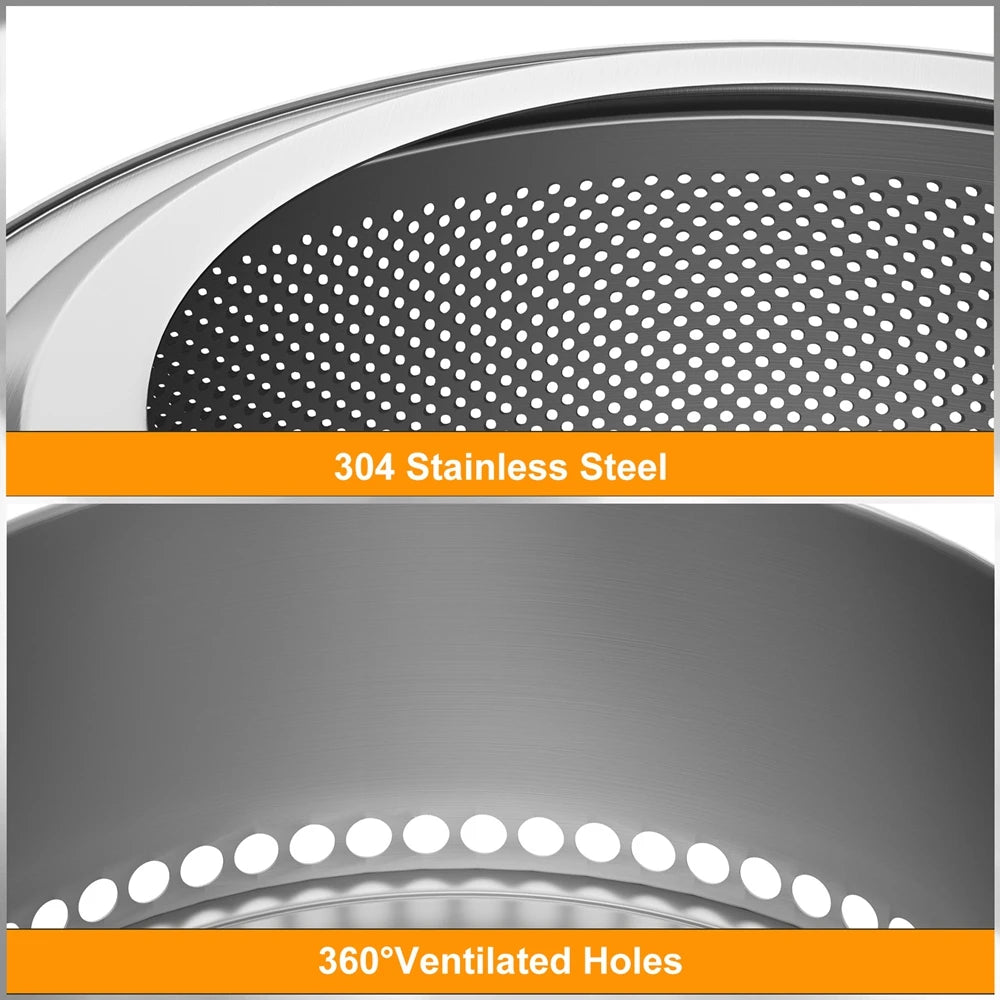 UNHO 19 Inch Smokeless Fire Pit for Outdoor Wood Burning,  Portable 304 Stainless Steel Camping Stove , Perforated  Fireplace