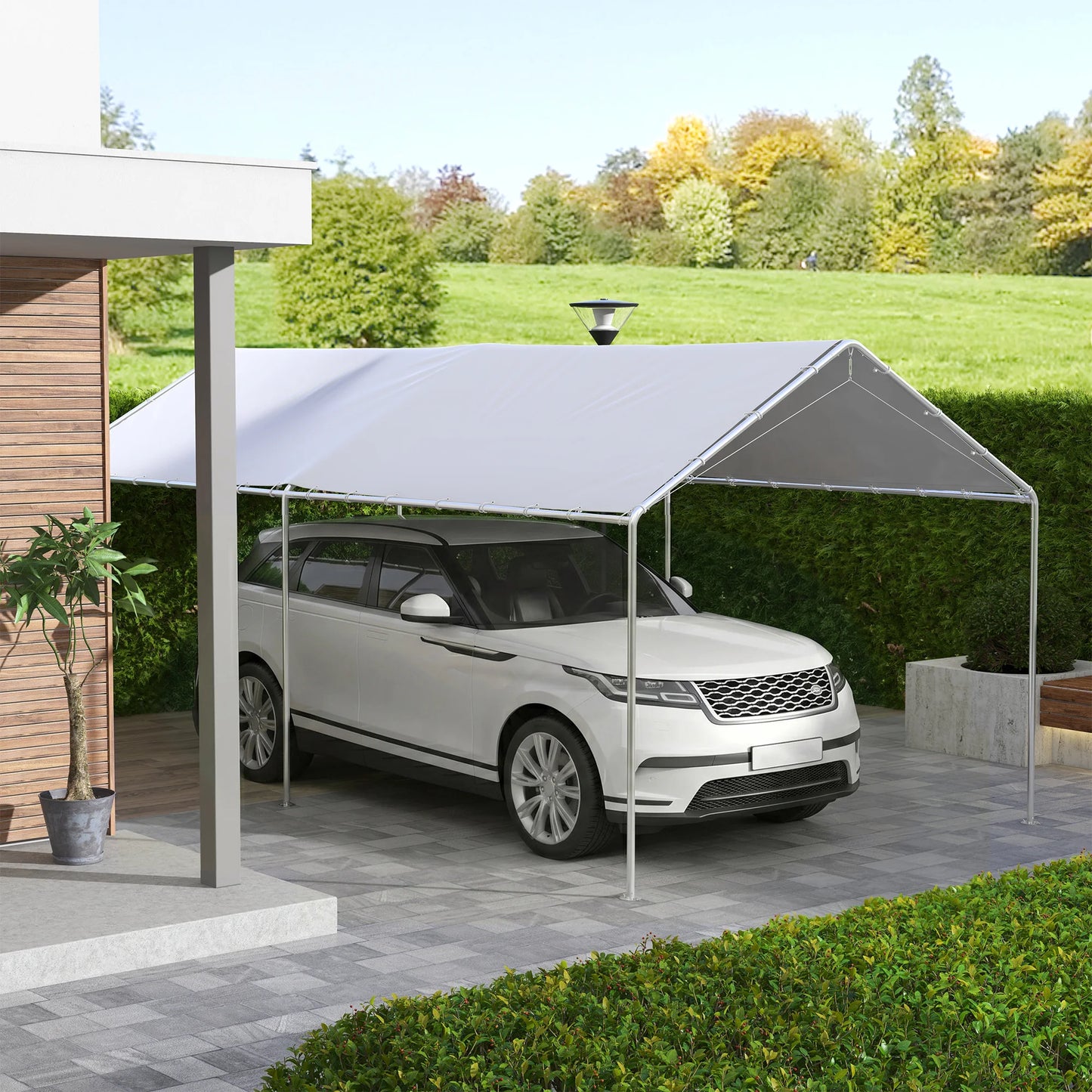 10' X 20' Carport Roof, Canopy Replacement Cover for 84C-159 Series, with Ball Bungee Cords, White
