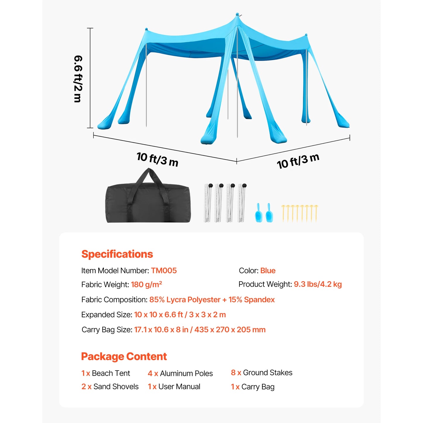 SucceBuy Beach Tent Sun Shelter UPF50+ Sun Protection Easy Pop Up Beach Canopy Portable Shade for Family Outings Camping Fishing