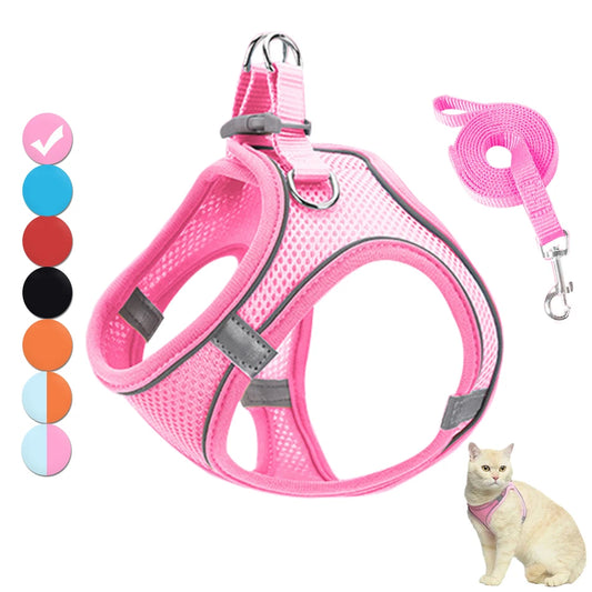 Reflective Cat Harness And Adjustable Leash Set For Cats And Small Dogs