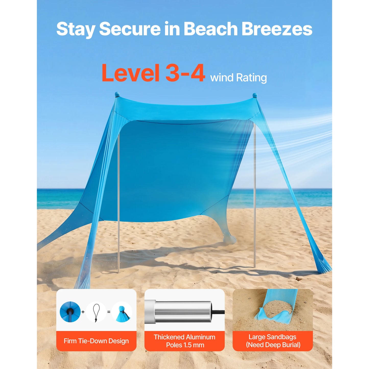 SucceBuy Beach Tent Sun Shelter UPF50+ Sun Protection Easy Pop Up Beach Canopy Portable Shade for Family Outings Camping Fishing