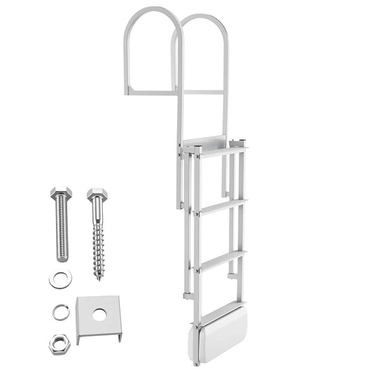 SucceBuy 4/5 Steps Retractable Dock Ladder 500 lbs Pontoon Boat Swim Ladder with Auto-Lift Float Adjustable Height for Lake Pool