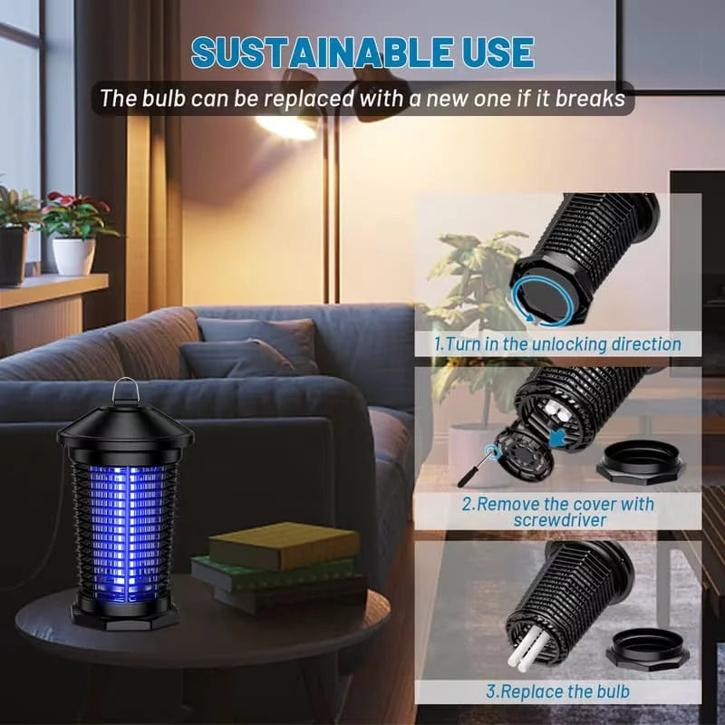 Outdoor Bug Zapper 4000V Indoor Electronic Mosquito Killer Lantern Waterproof Fly Trap Insect Killer