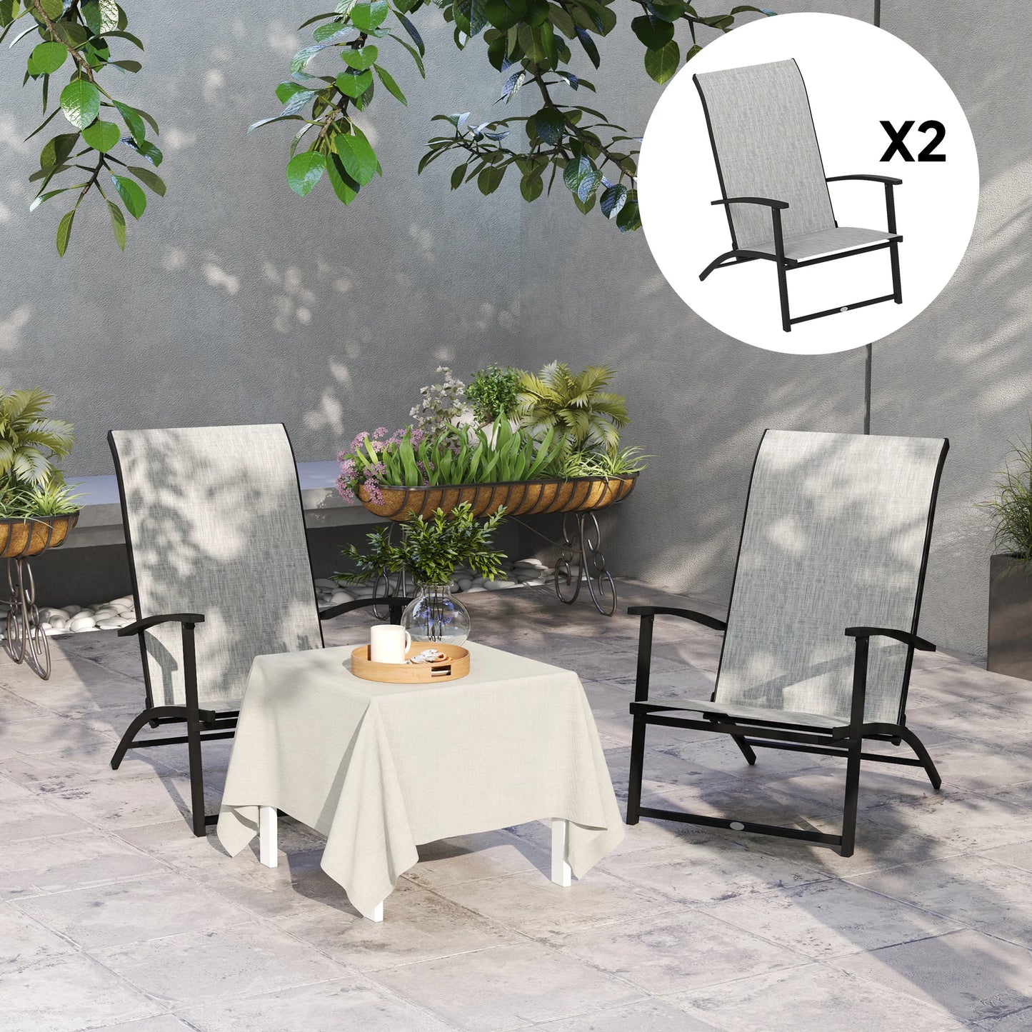 Folding Patio Chairs Set Of 2 Portable Camping Chairs