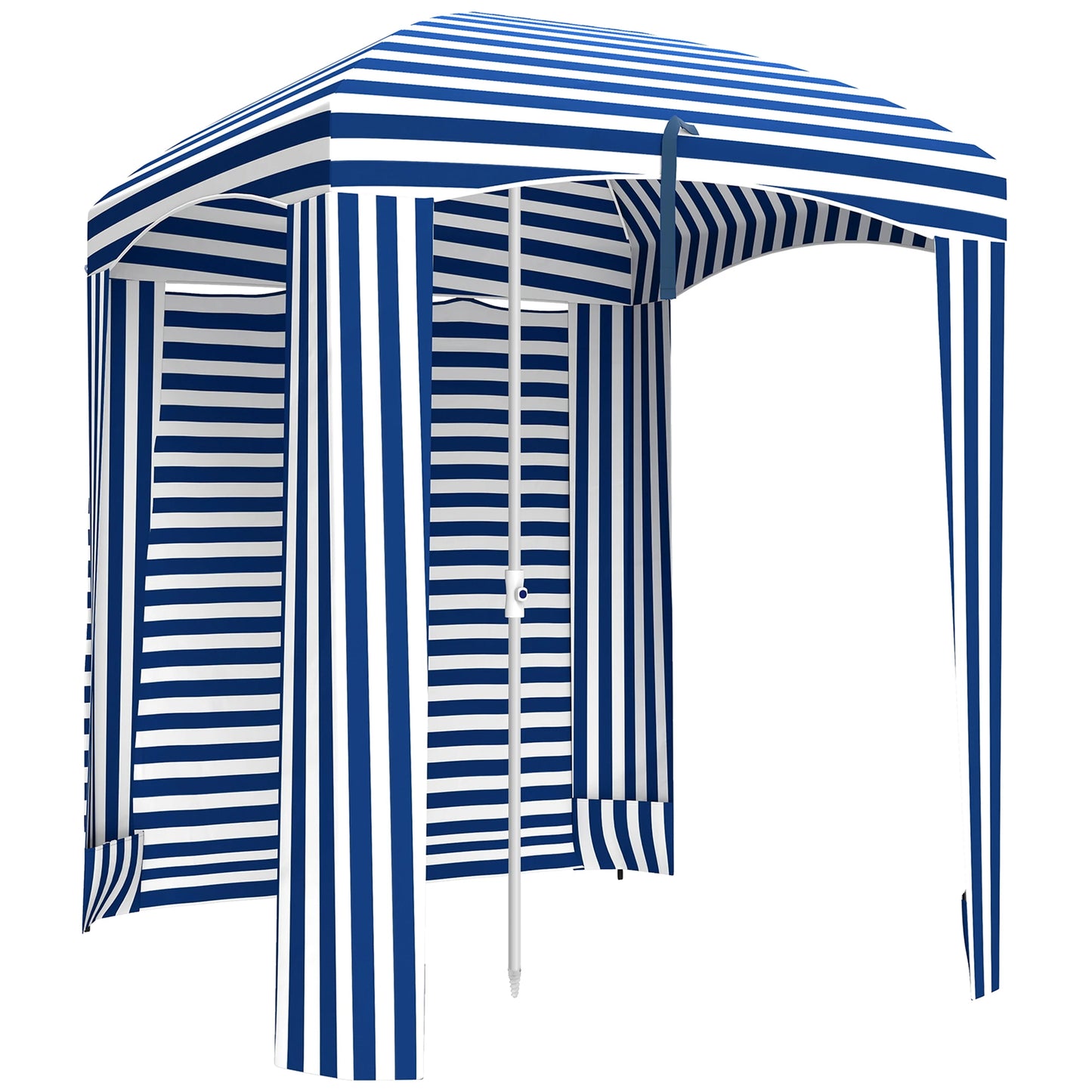 Beach Cabana Umbrella with Bag, Windows, Blue White