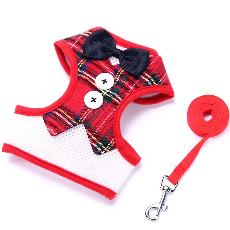 Elegant Bowtie Pet Harness Leash Set For Cats And Dogs