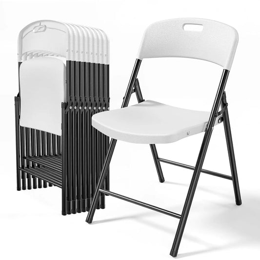Plastic Folding Chairs With Portable Sturdy Steel Frame Indoor Outdoor