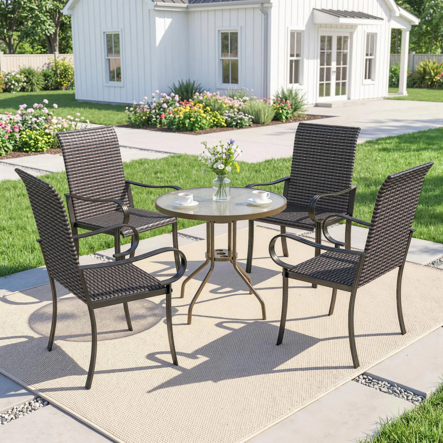 Outdoor Wicker Dining Chairs Set of 4