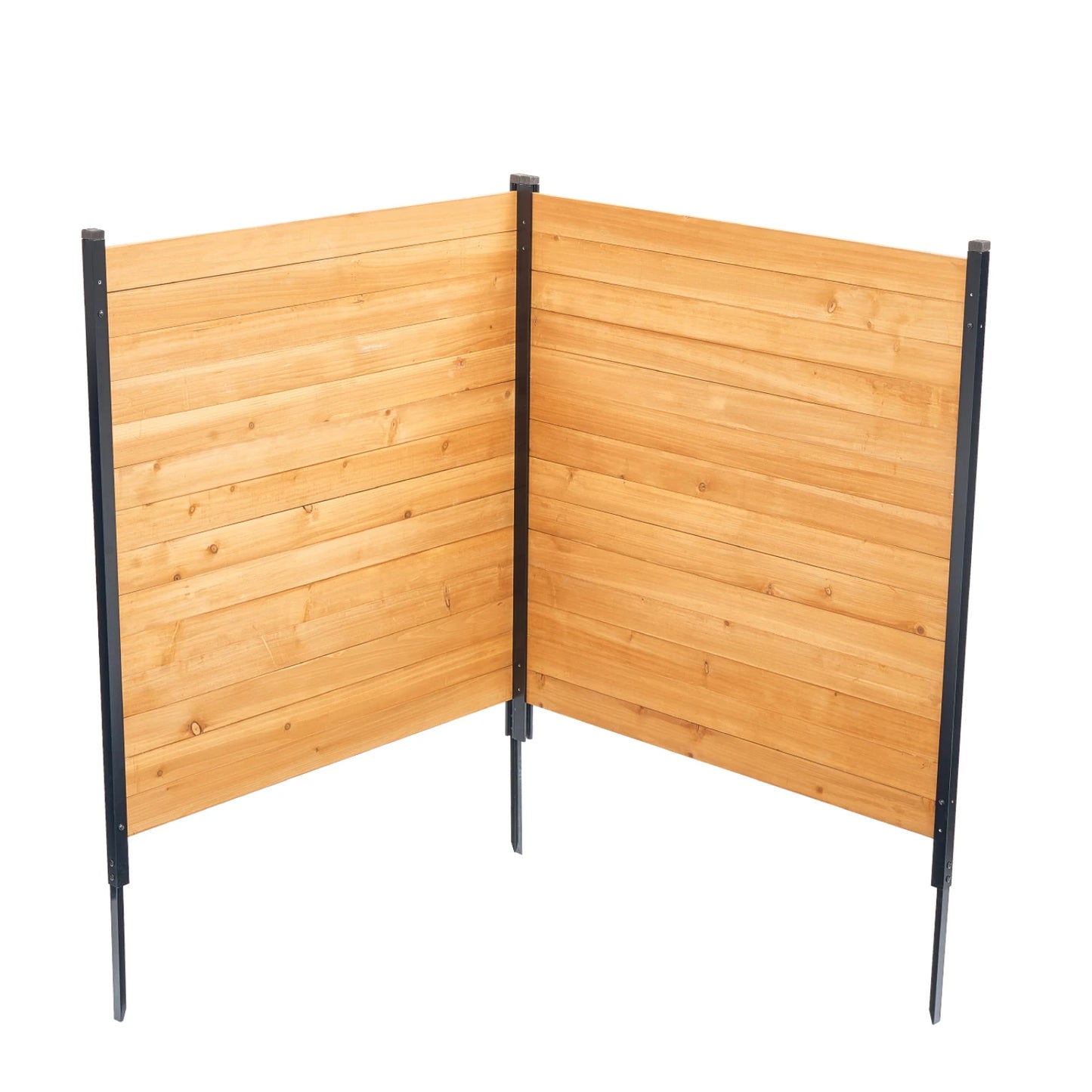 SucceBuy Wood Privacy Fence Solid Air Conditioner Fence Screen Pool Equipment Enclosure with Metal Stakes for Garden Decoration