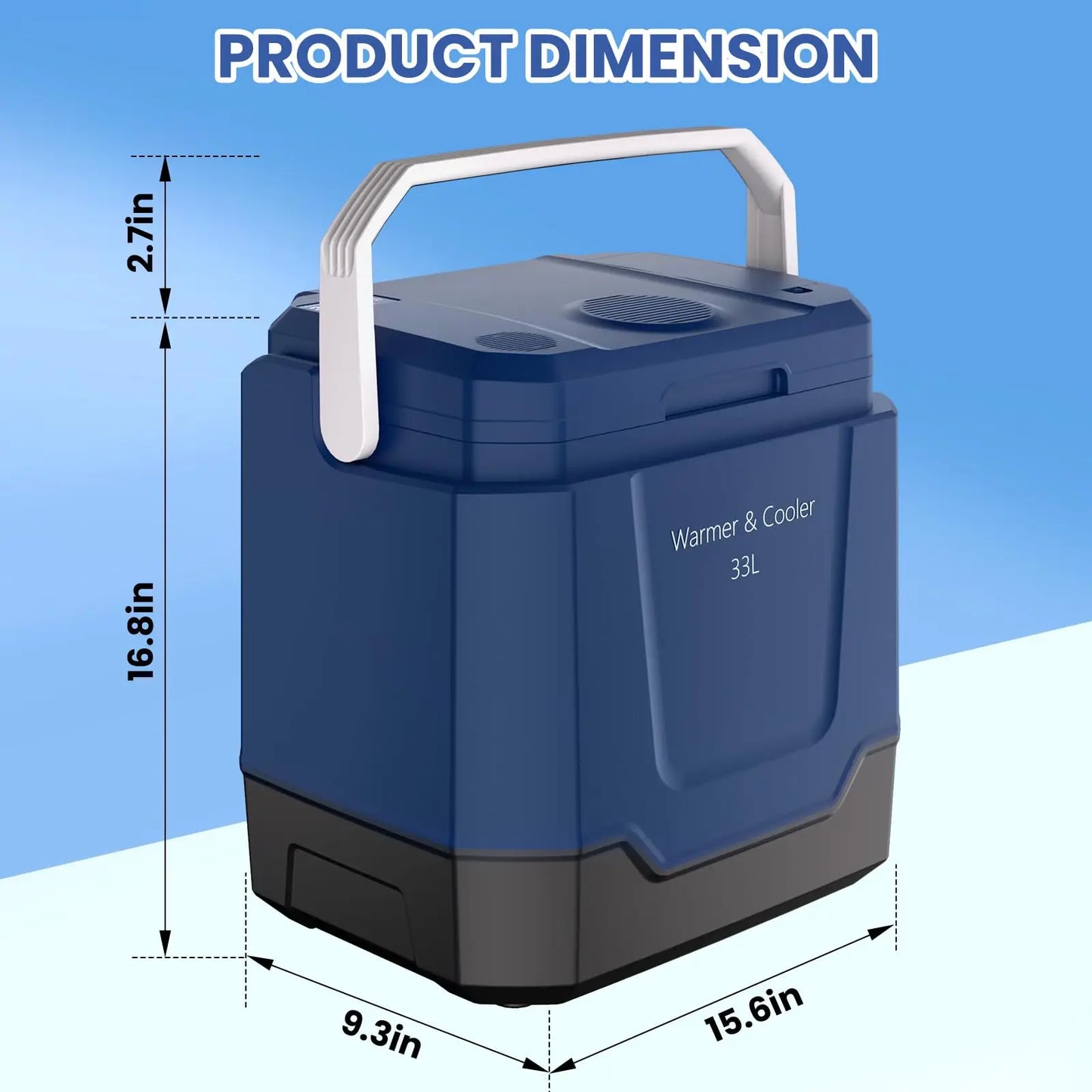 35 Quart Electric Cooler Warmer 12V Car Refrigerator 33L Plug In Cooler With 110V AC 12V DC Auto Lock Handle For Car Truck Home