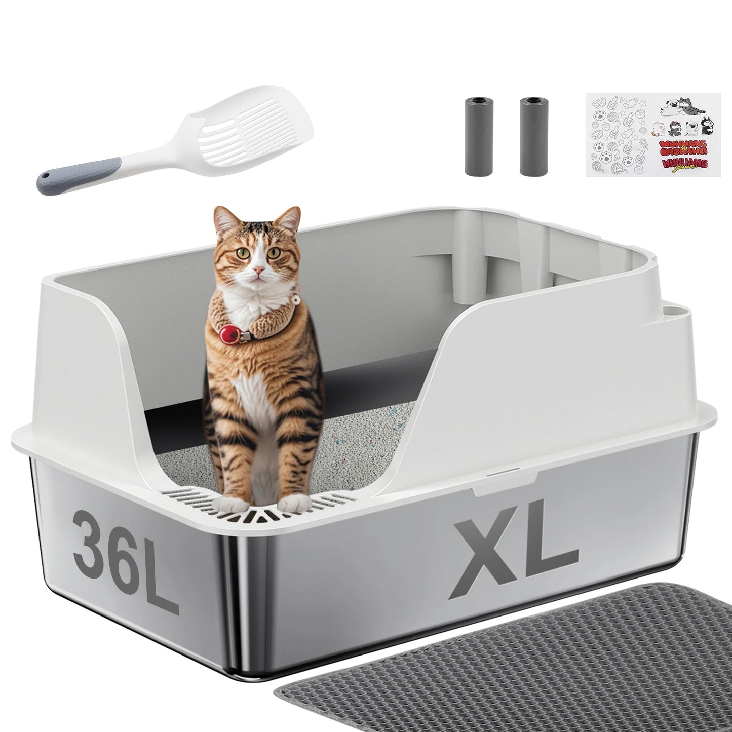 Stainless Steel Cat Litter Box With Lid Leak Proof Splash Proof