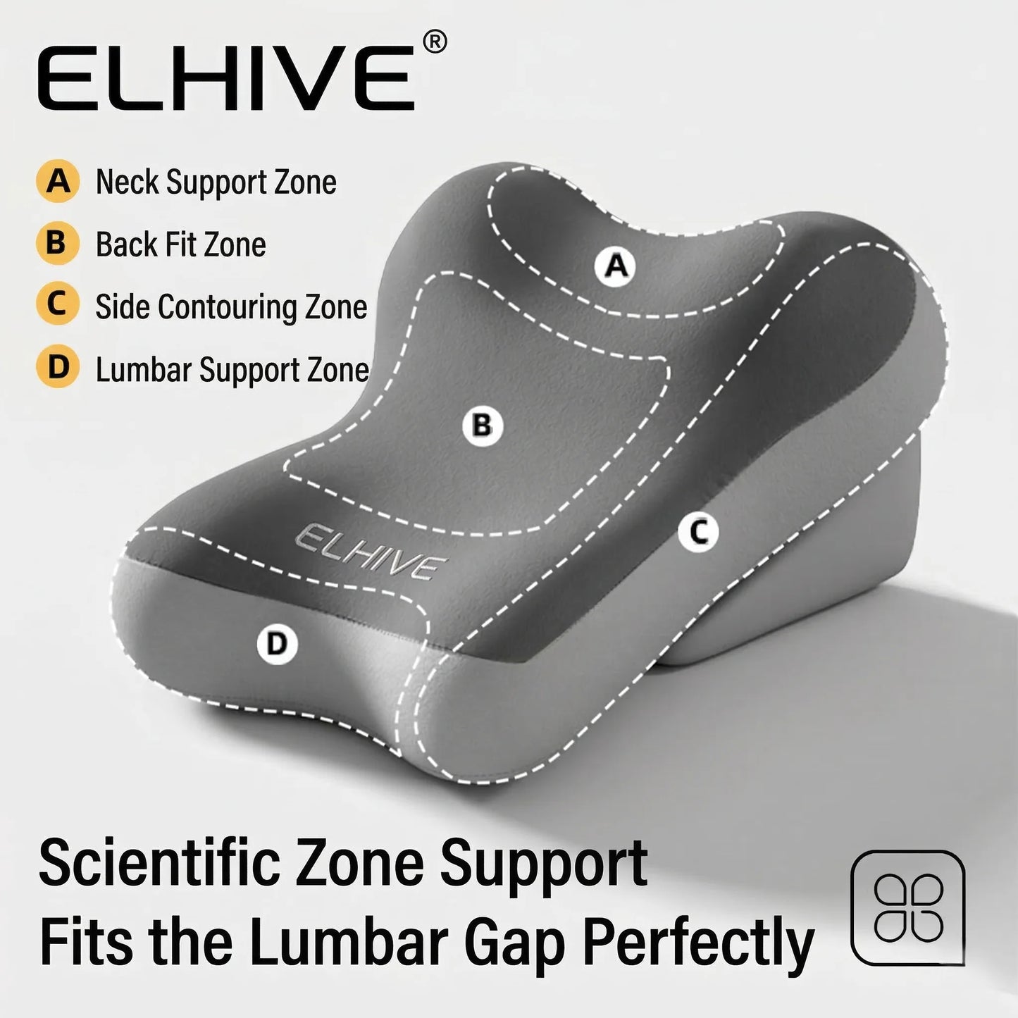 ELHIVE Adjustable Bed Wedge Pillow Memory Foam Backrest
