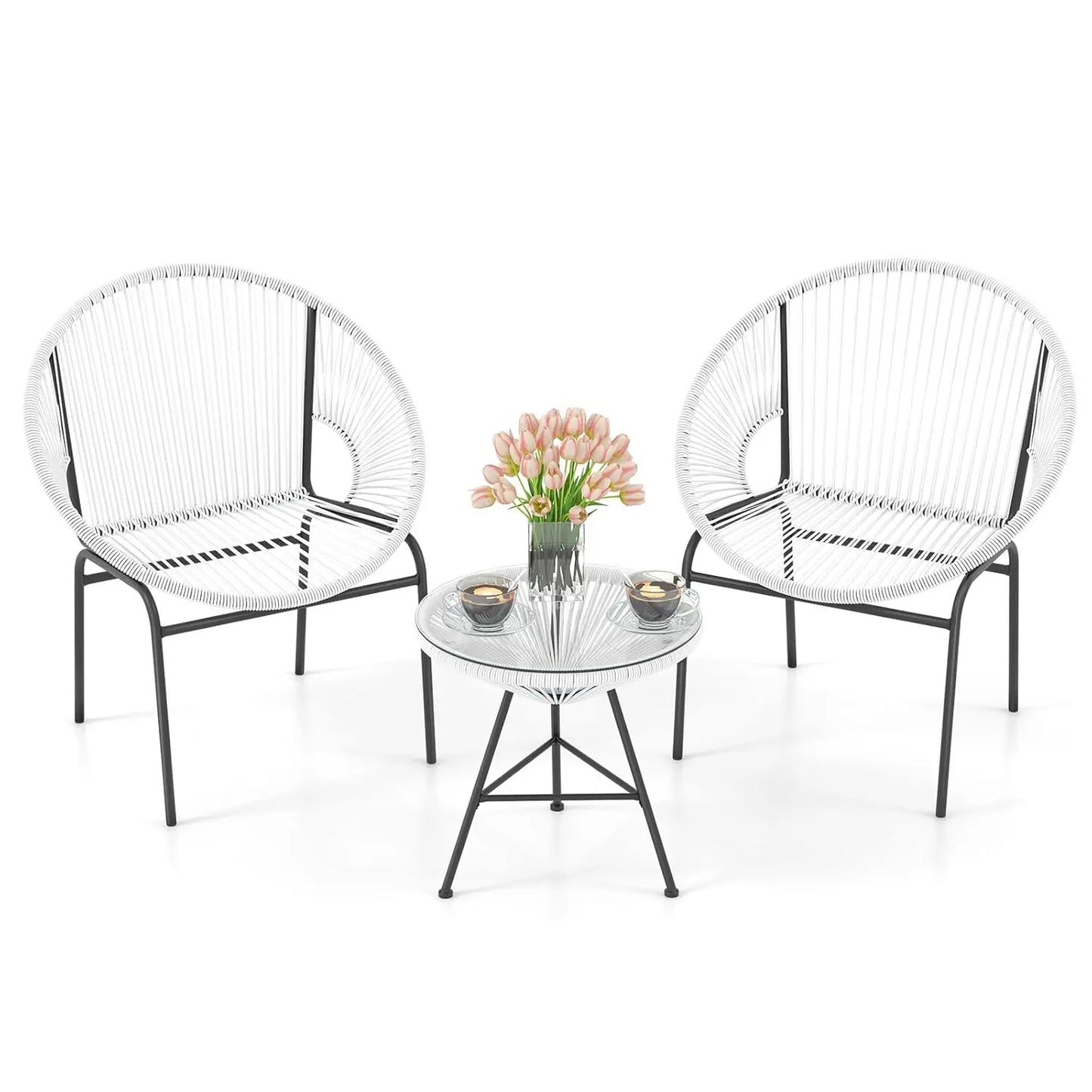 Outdoor Patio Furniture Set Acapulco Chairs With Tempered Glass Table