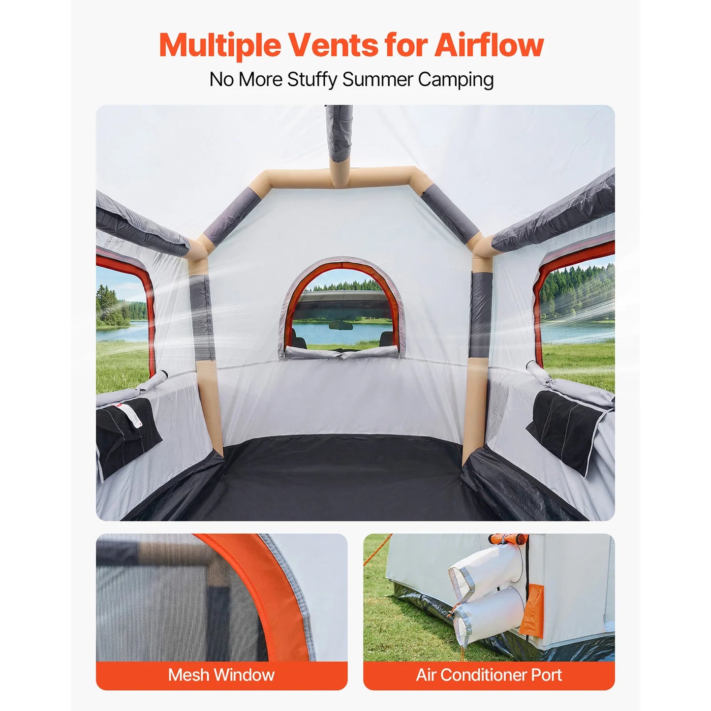 SucceBuy Inflatable Pickup Truck Tent 7.2 x 5.4 FT 3-Season Truck Bed Tent with Ventilated Mesh Windows for Hiking Activities