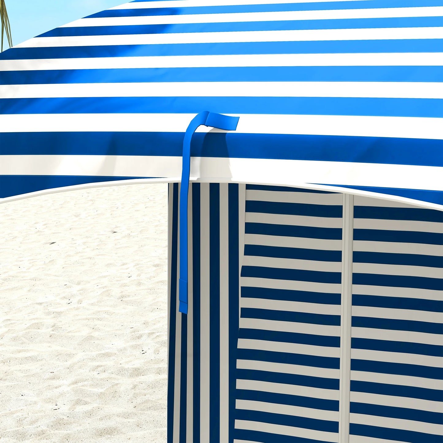 Beach Cabana Umbrella with Bag, Windows, Blue White