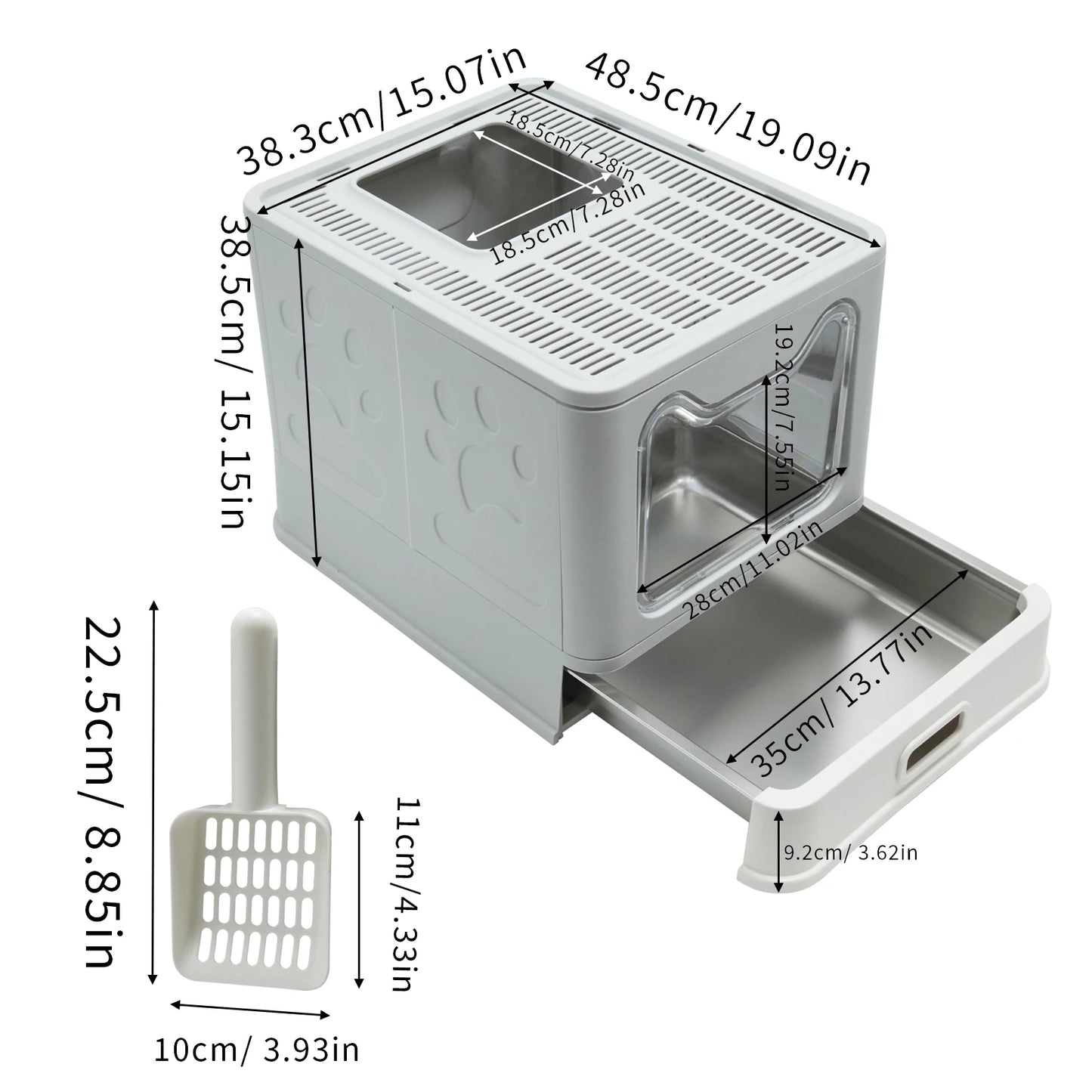 Enclosed Stainless Steel Cat Litter Box With Lid High Sided