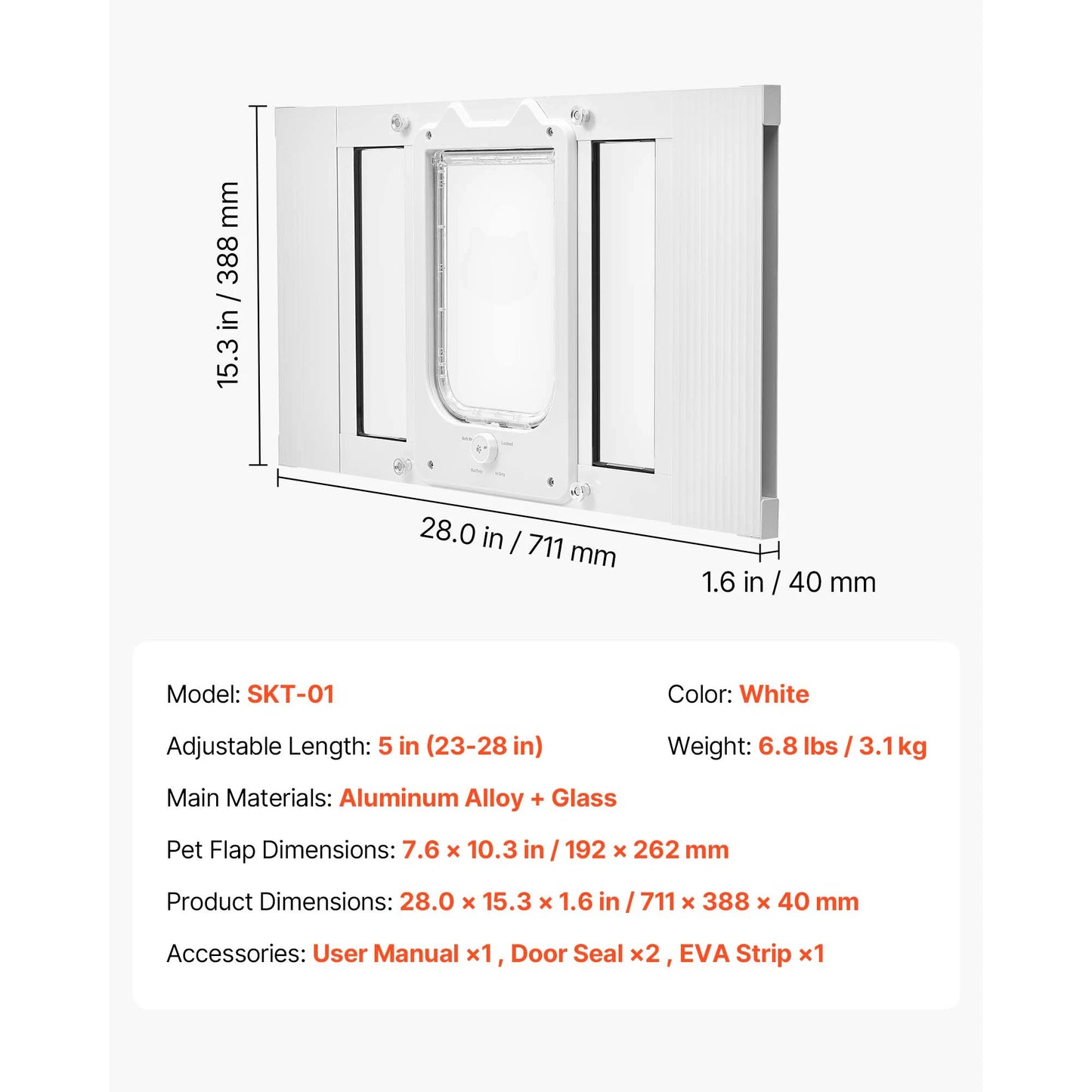 SucceBuy Cat Door For Window Adjustable Fit Lock Modes