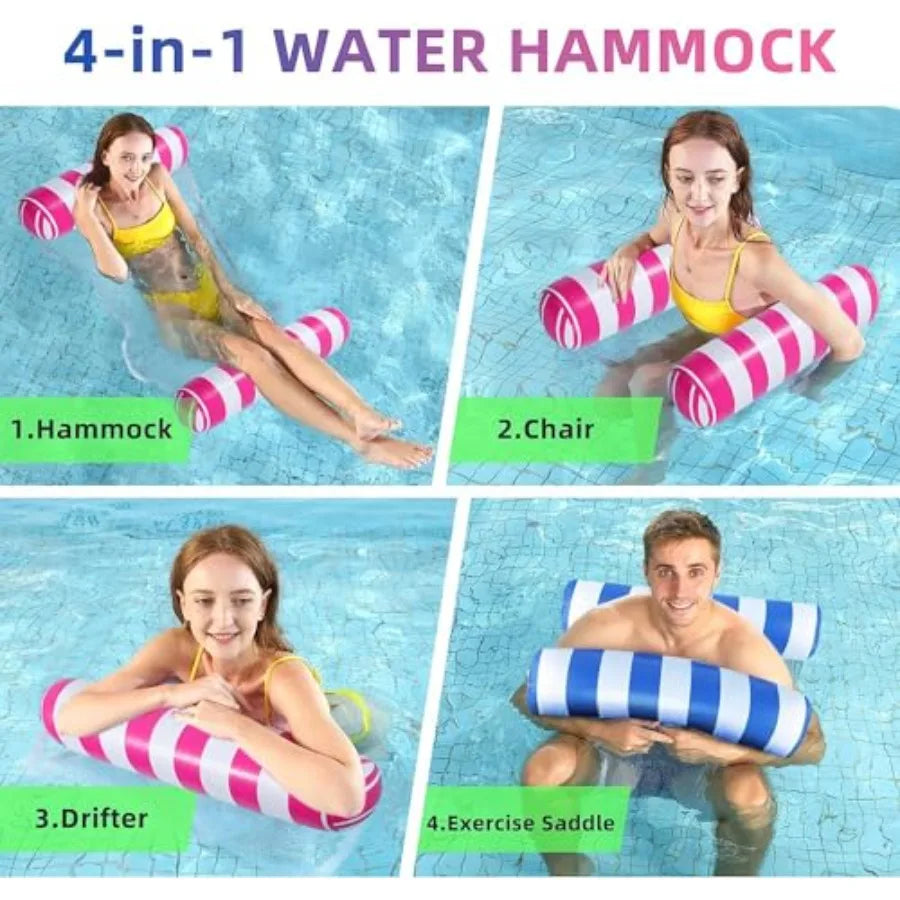 5 Pack Upgrated XL Water Pool Floats, 4-in-1 Hammock, Saddle, Lounge Chair, Drifter Multi-Purpose Water Pool Float, Non-Stick P