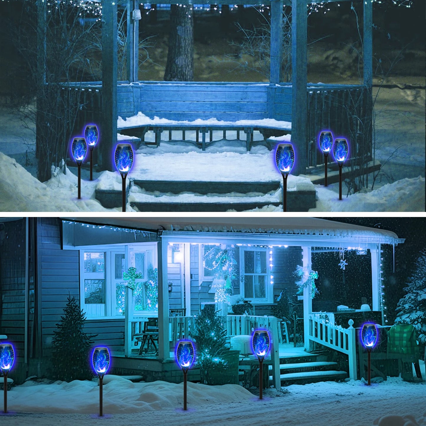 Solar Lights Outdoor Torch Flickering Flame Lawn Decor