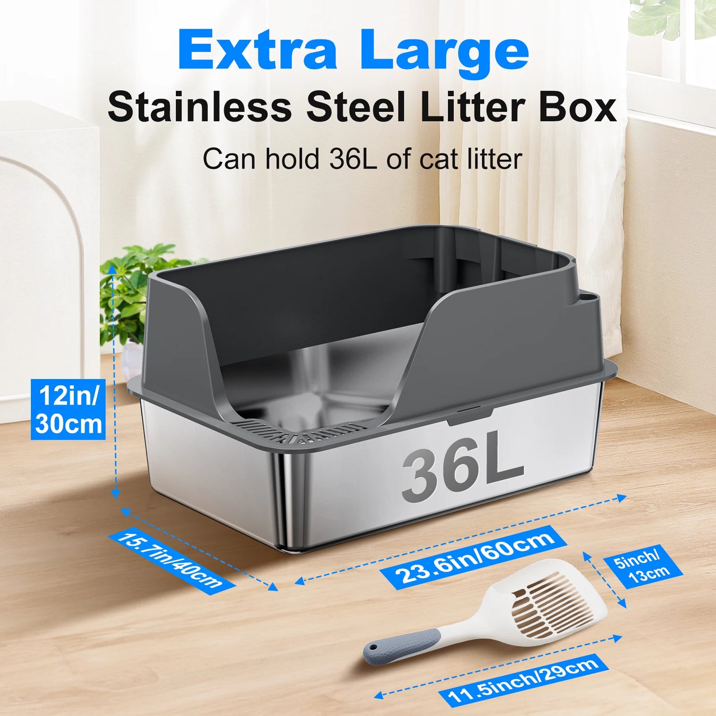 Stainless Steel Cat Litter Box With Lid Leak Proof Splash Proof