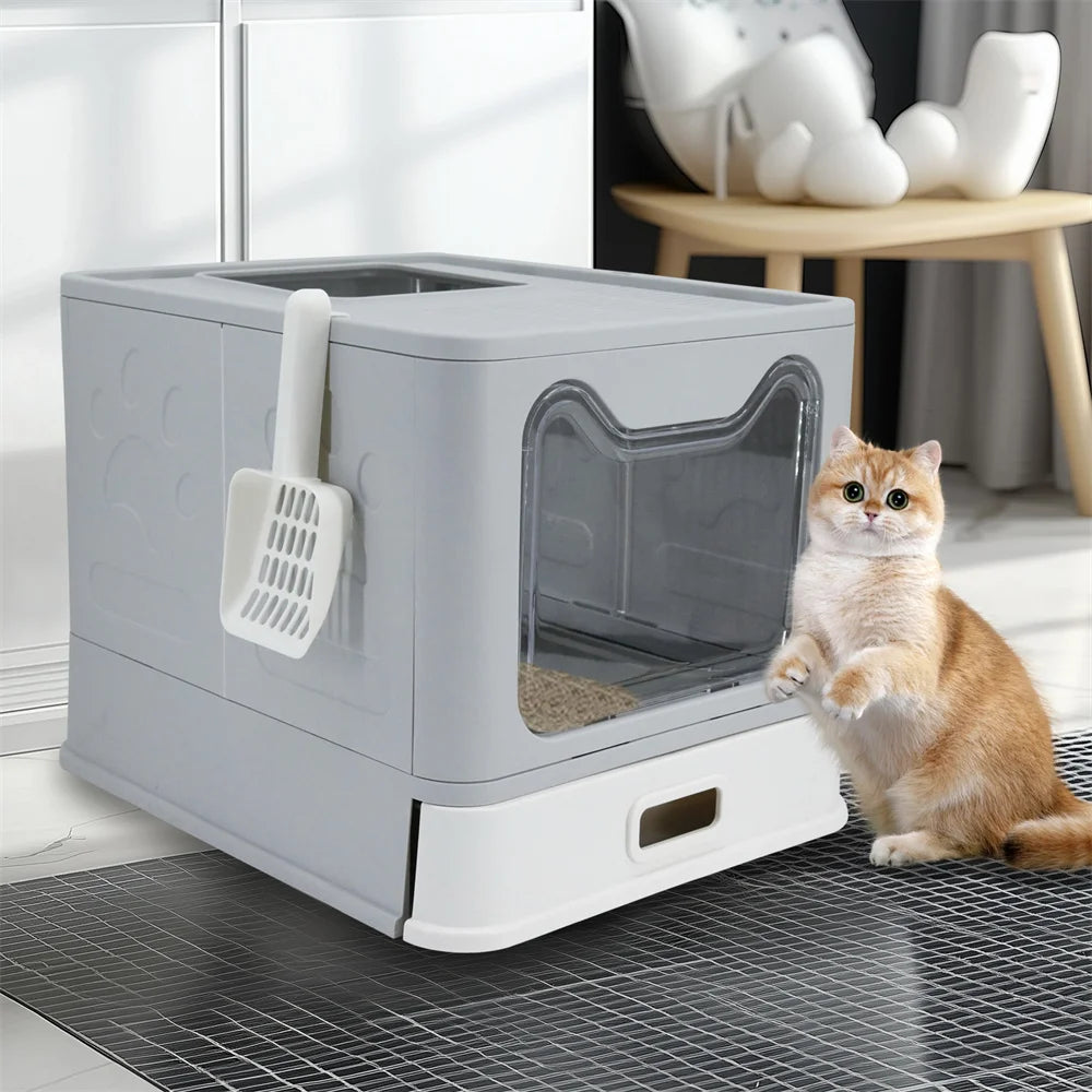 Enclosed Stainless Steel Cat Litter Box With Lid High Sided