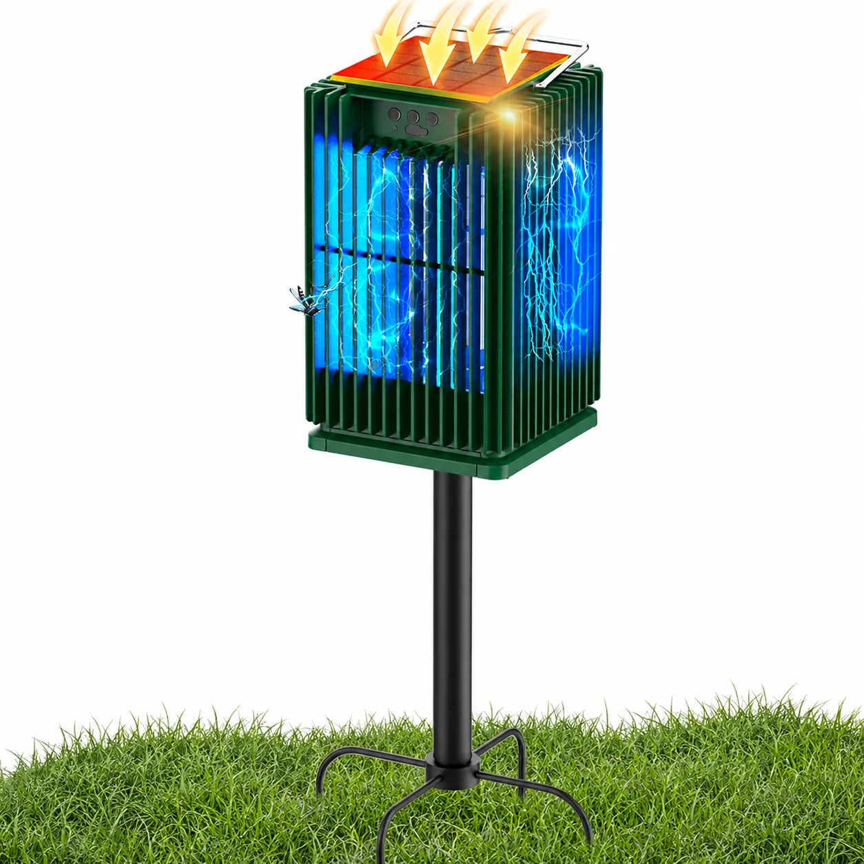 Solar Bug Zapper Outdoor Mosquito Zapper Cordless Waterproof Fly Zapper with Illuminated Light Ground Bracket