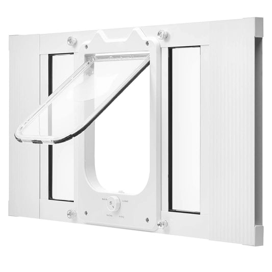 SucceBuy Cat Door For Window Adjustable Fit Lock Modes