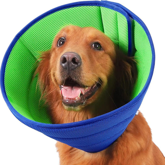 Dog Recovery Cone Collar For Surgery Protection Breathable Polyester