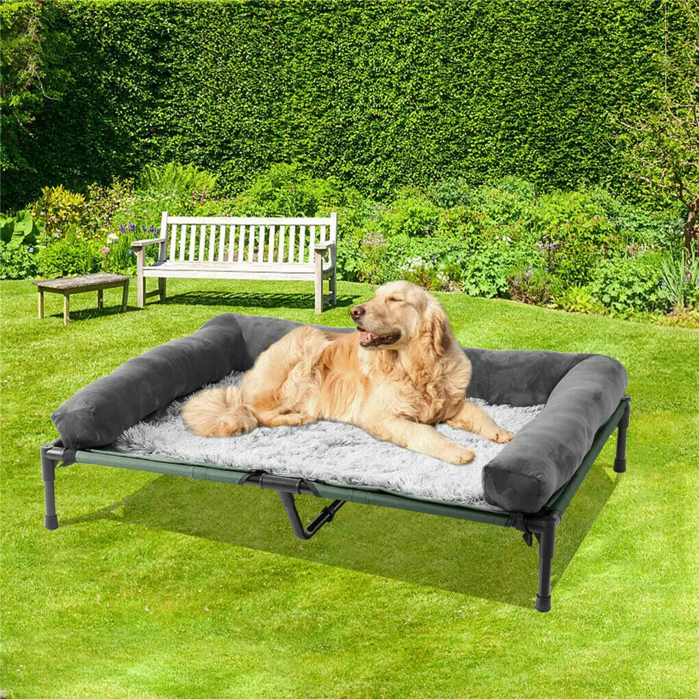 BINGOPAW Elevated Pet Lounger Bed Indoor Outdoor With Detachable Bolster
