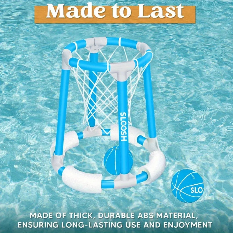 Joyfy Summer Pool Basketball Hoop Toys Floating Basketball Pool Game Swimming Floats Toys with Balls for Kids Adults Pool Party