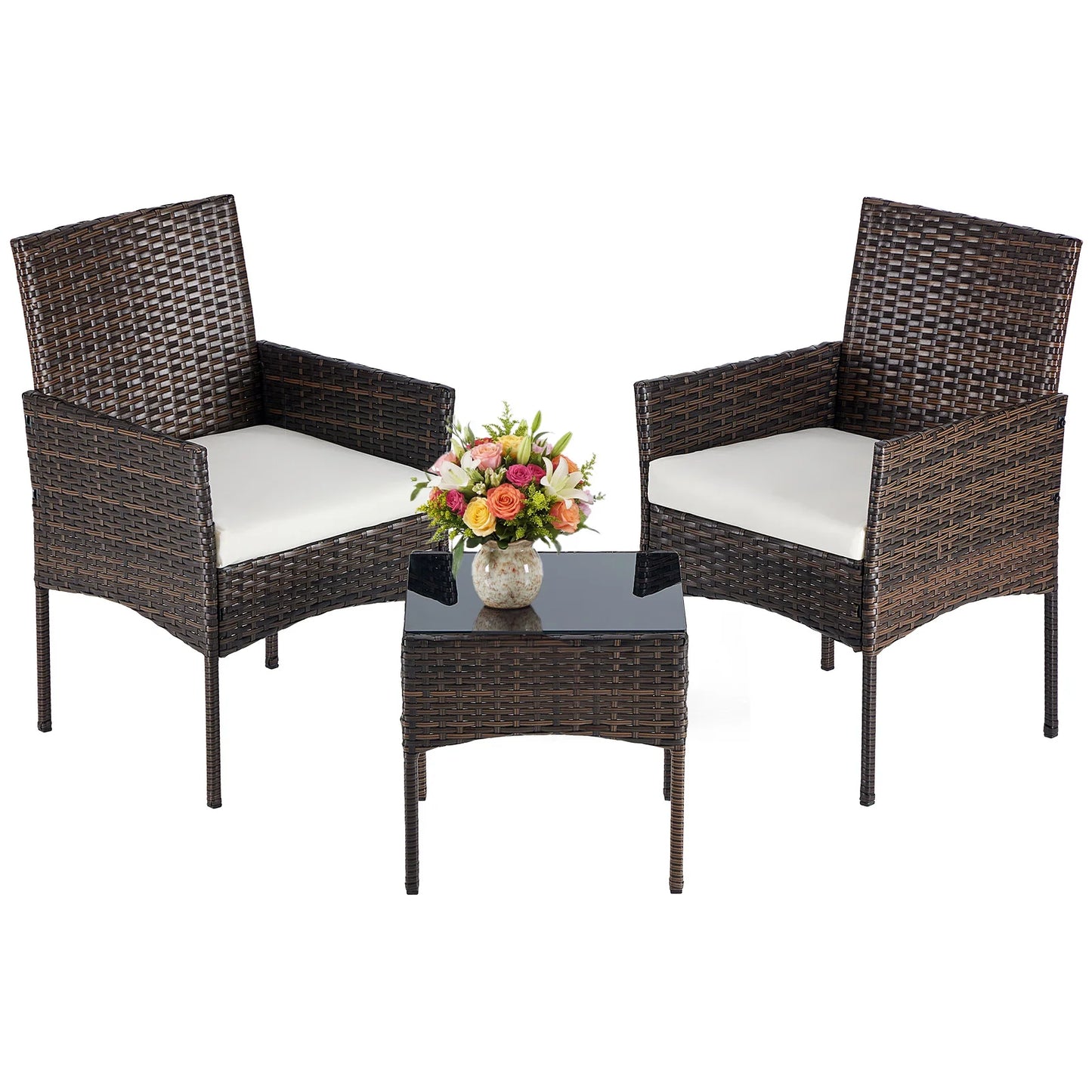 JHK Outdoor Patio Furniture Set All Weather Wicker Bistro