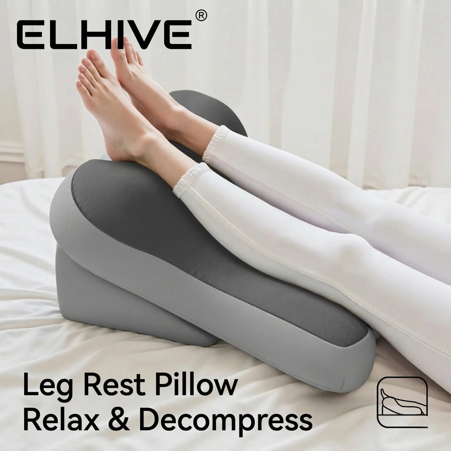 ELHIVE Adjustable Bed Wedge Pillow Memory Foam Backrest