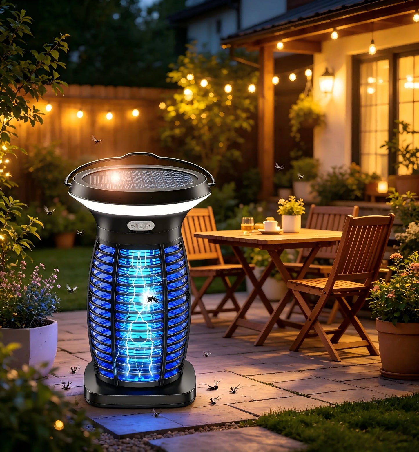 Solar Outdoor Bug Zapper Waterproof Mosquito Zapper Portable And Rechargeable