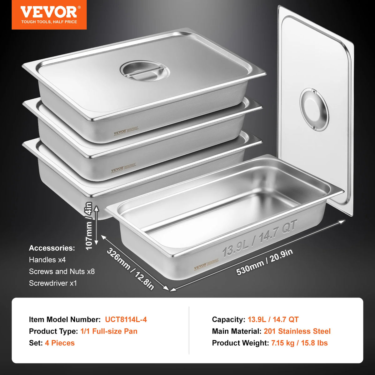 SucceBuy Stainless Steel Anti Jam Hotel Steam Pans With Lids
