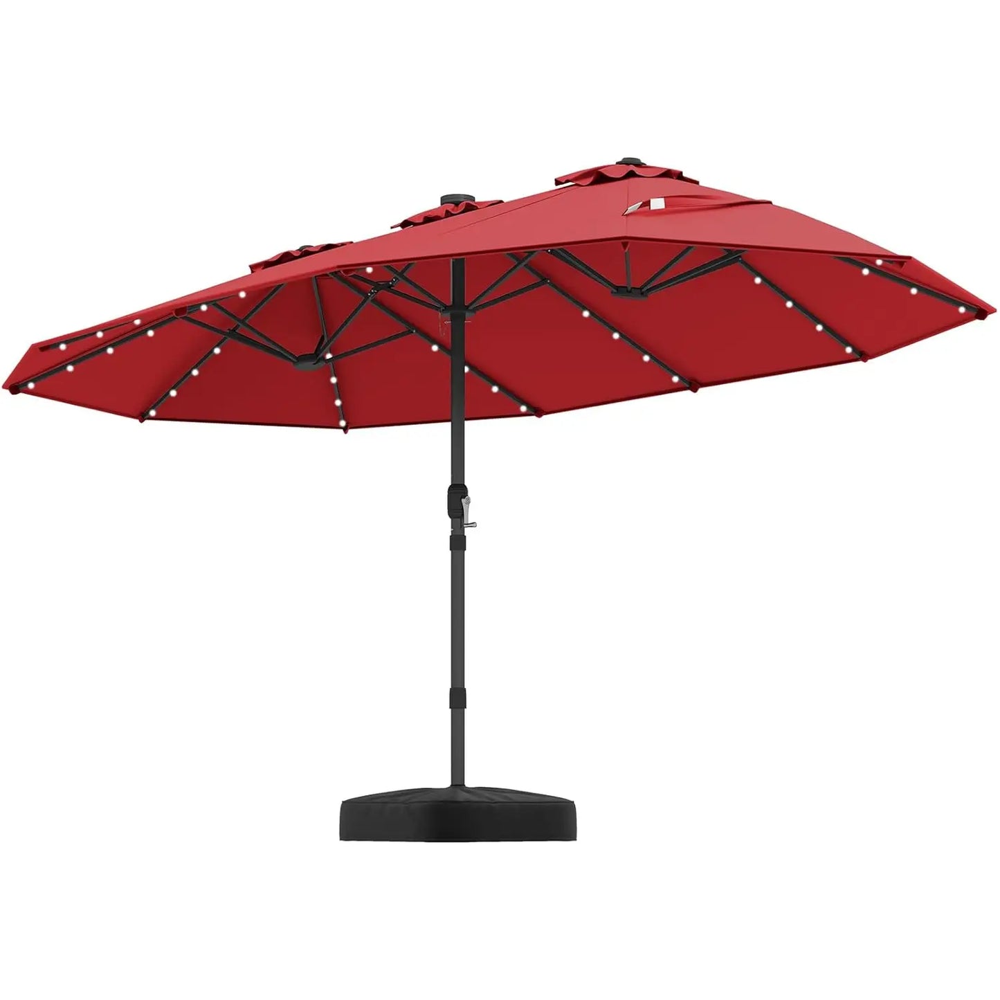 Double Sided Solar Patio Umbrella With 48 LED Lights