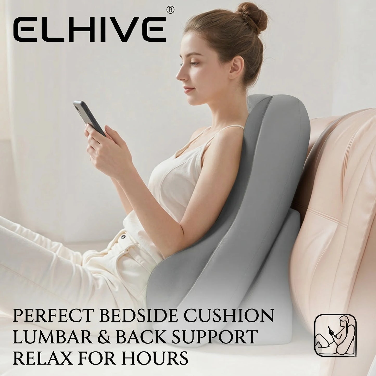 ELHIVE Adjustable Bed Wedge Pillow Memory Foam Backrest