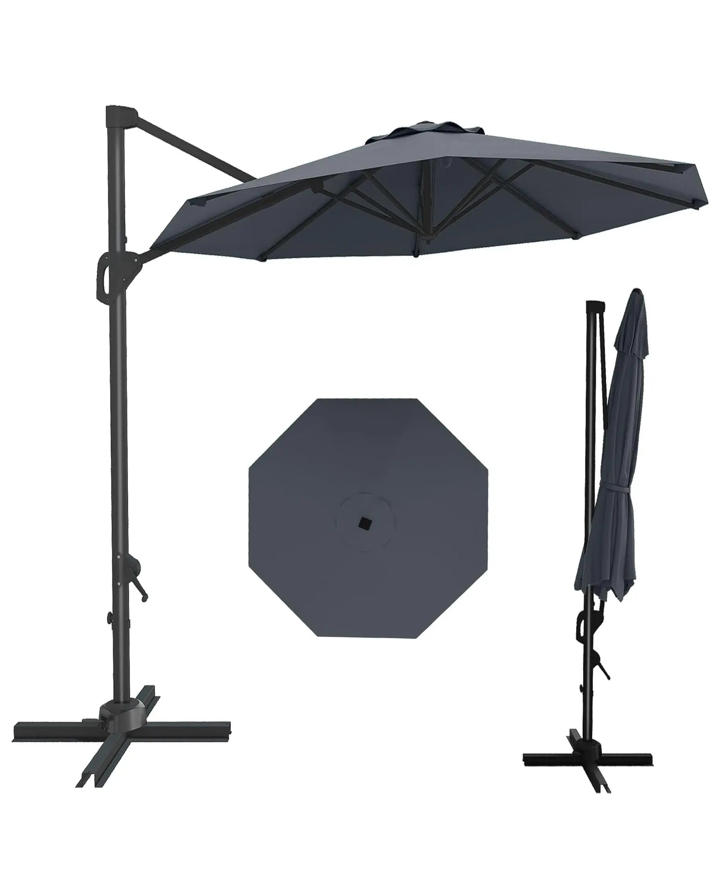 10FT Outdoor Cantilever Umbrella Patio Umbrella Market Sun Shade Windproof Offset Umbrella with 360-Degree Rotation for Garden Pool Deck BackYard and Patio