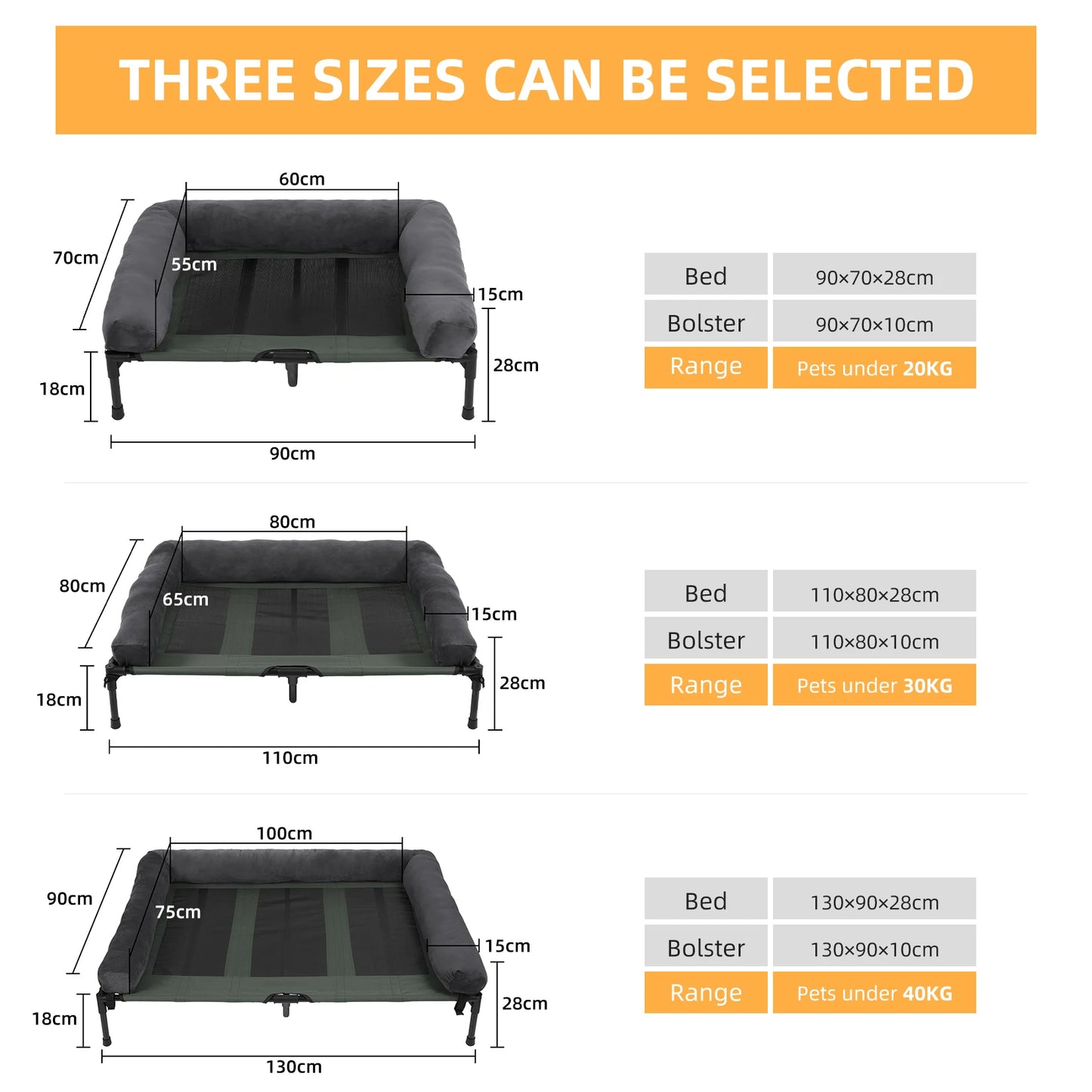 BINGOPAW Elevated Pet Lounger Bed Indoor Outdoor With Detachable Bolster